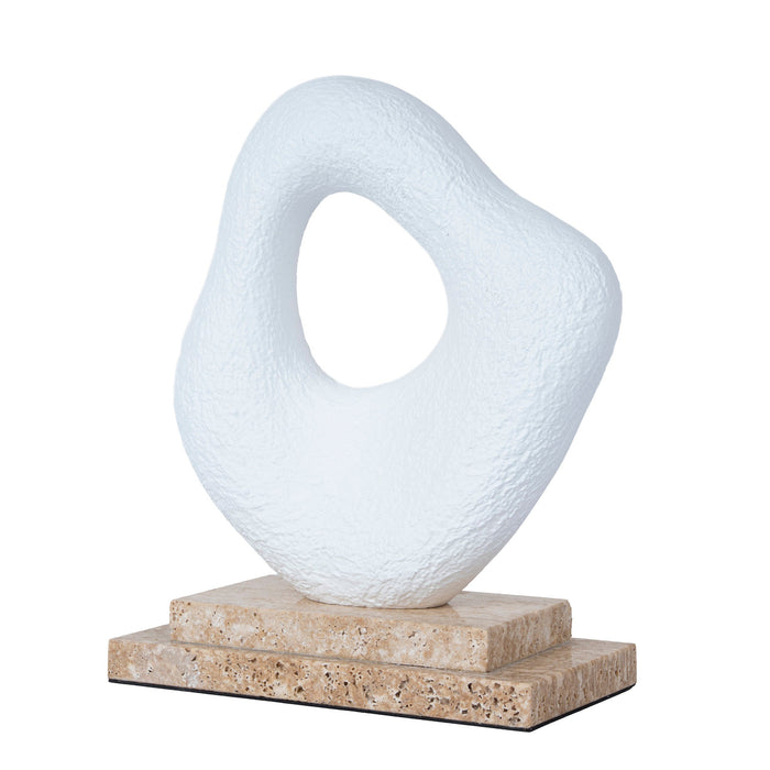 Obira Organic Shape Marble Sculpture - Clay White
