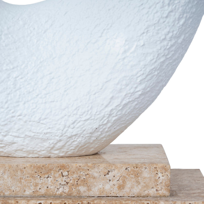 Obira Organic Shape Marble Sculpture - Clay White