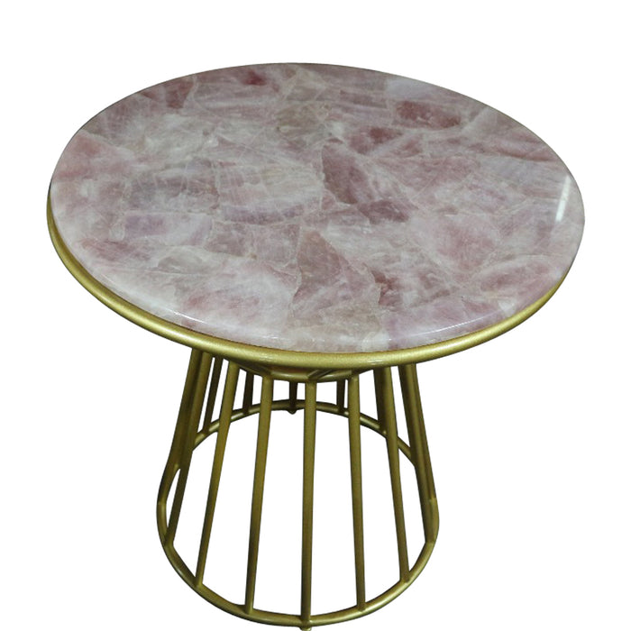 Blush Roze Quartsz Coffee Table With Gold Metal Frame