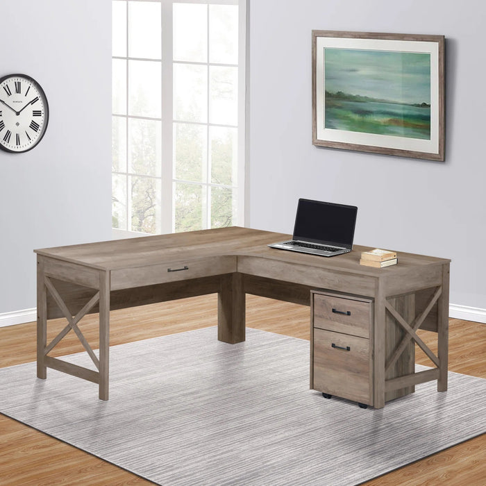 Alaska L-Desk - Rustic Oak