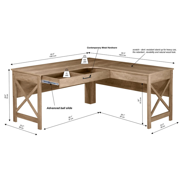 Alaska L-Desk - Rustic Oak