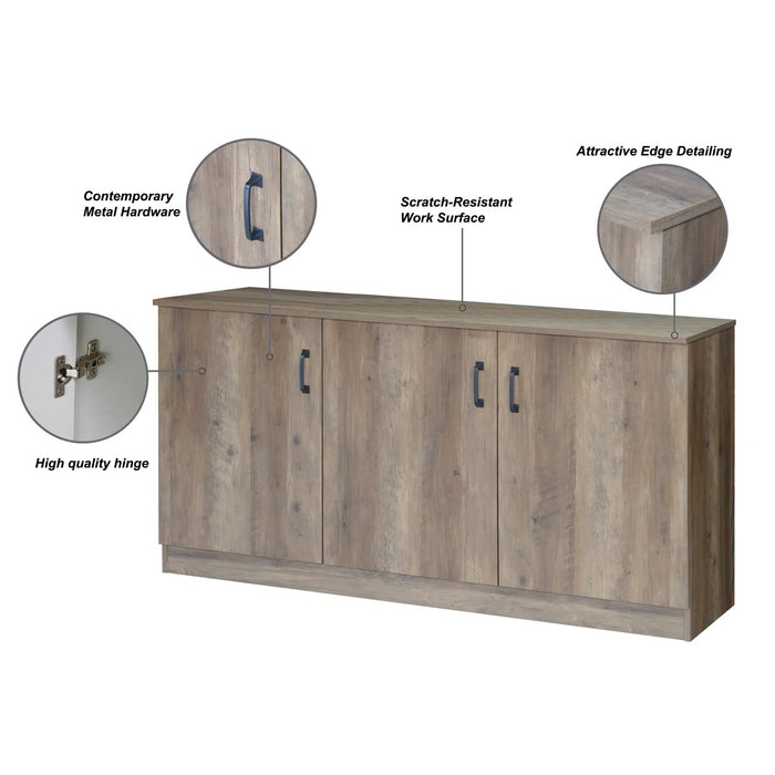 Burkardt 3 Doors Credenza In Rustic Oak