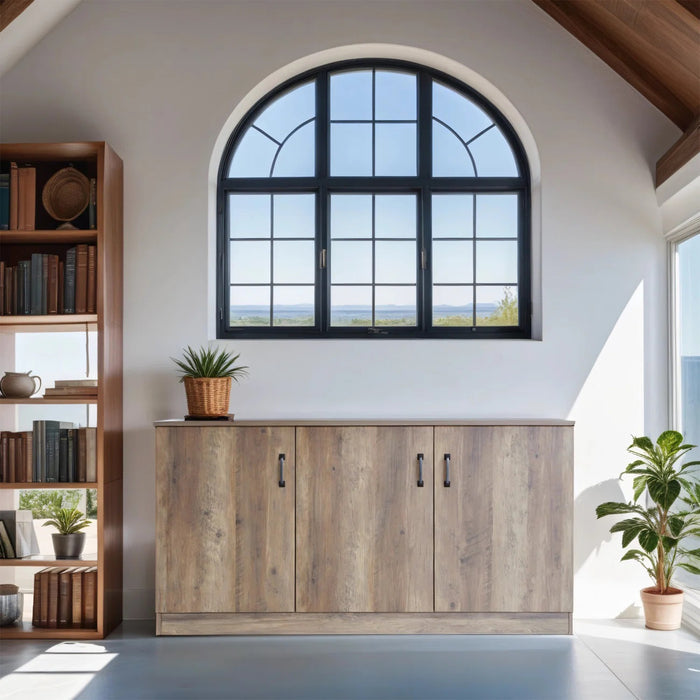 Burkardt 3 Doors Credenza In Rustic Oak