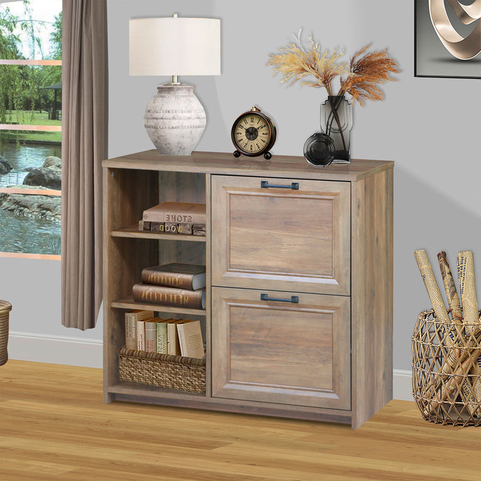 Alaska 2 Drawer File Cabinet - Rustic Oak