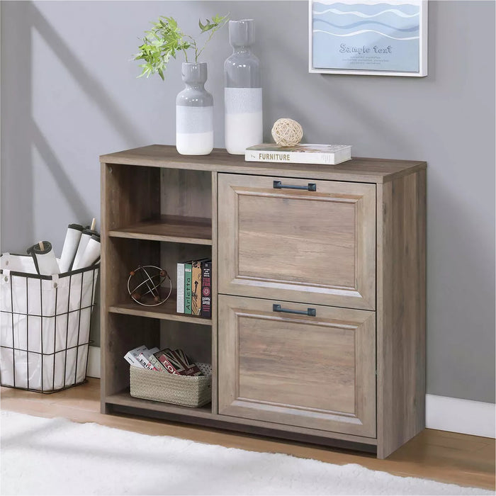 Alaska 2 Drawer File Cabinet - Rustic Oak