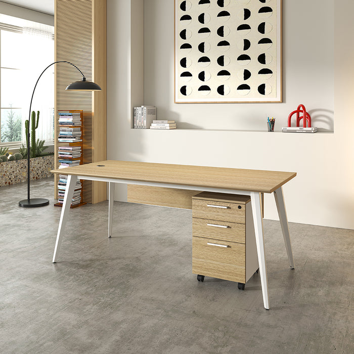 Esma Mobile Pedestal Rhine Light Oak and White