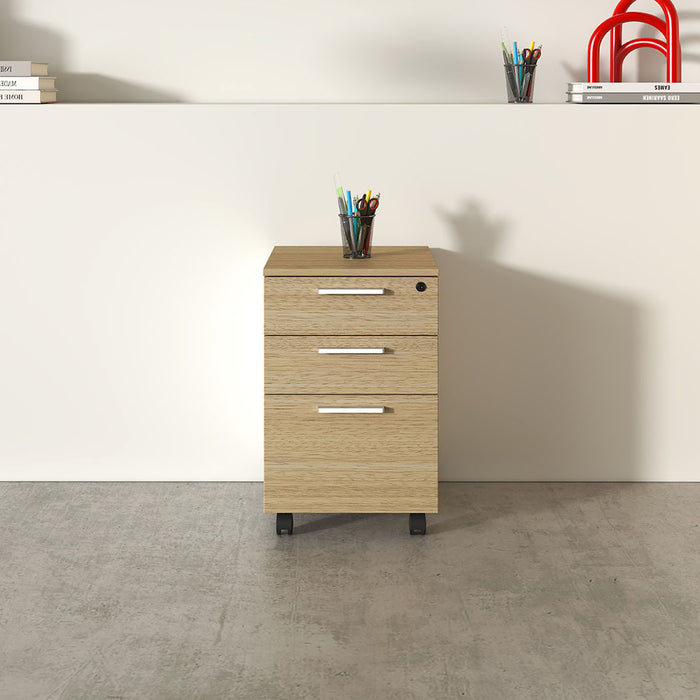 Esma Mobile Pedestal Rhine Light Oak and White