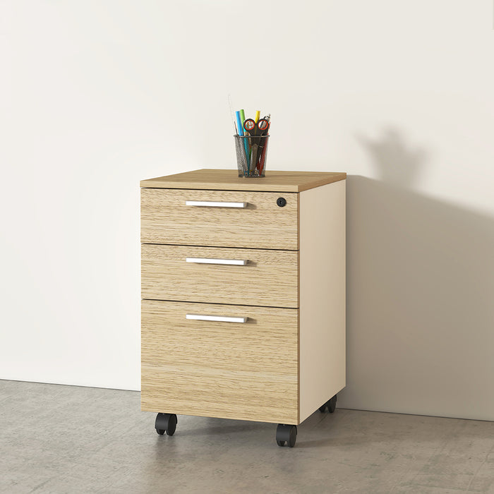 Esma Mobile Pedestal Rhine Light Oak and White