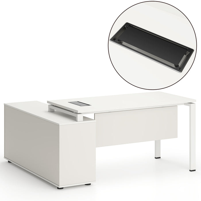 Emery 160cm L-Shaped Executive Desk White