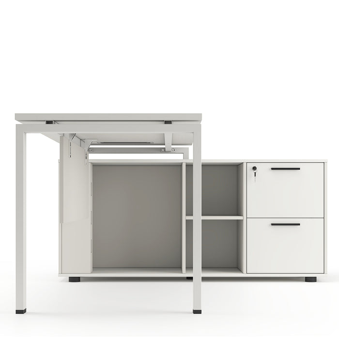 Emery 160cm L-Shaped Executive Desk White