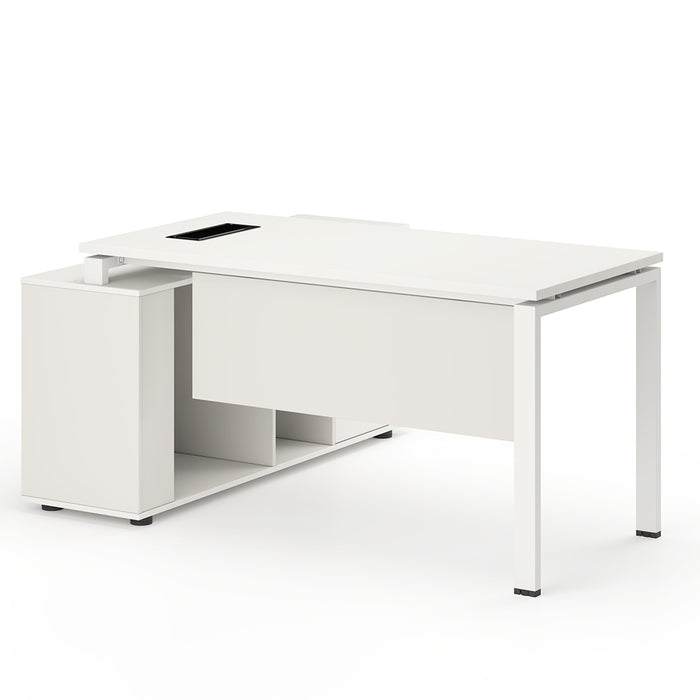 Emery 160cm L-Shaped Executive Desk White