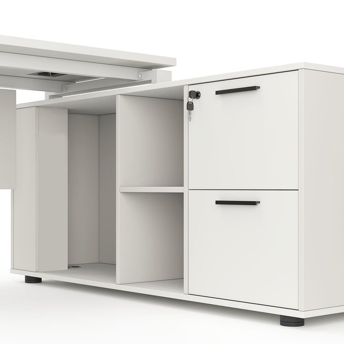 Emery 160cm L-Shaped Executive Desk White