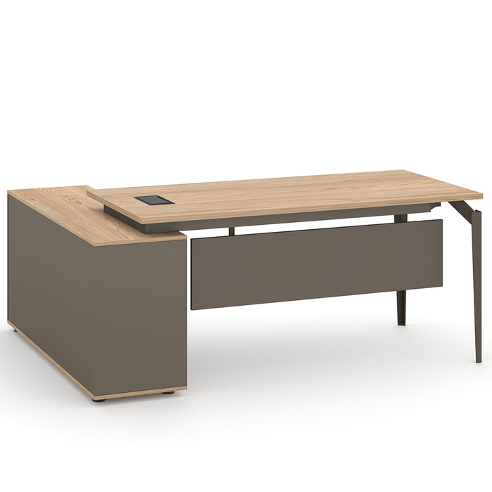 Ellis 180cm L-Shaped Executive Desk Oak Grey