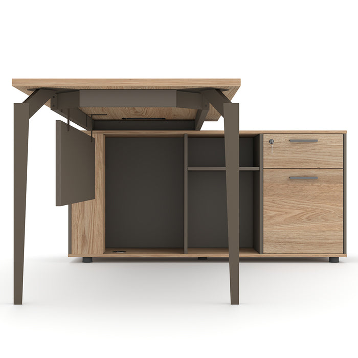 Ellis 180cm L-Shaped Executive Desk Oak Grey