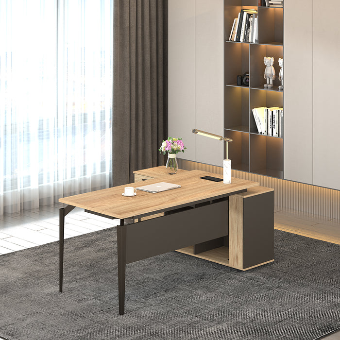 Ellis 180cm L-Shaped Executive Desk Oak Grey
