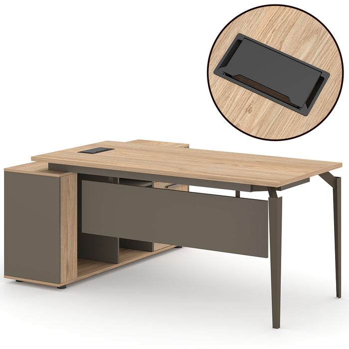 Ellis 180cm L-Shaped Executive Desk Oak Grey