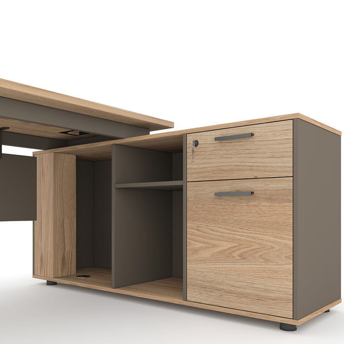 Ellis 180cm L-Shaped Executive Desk Oak Grey