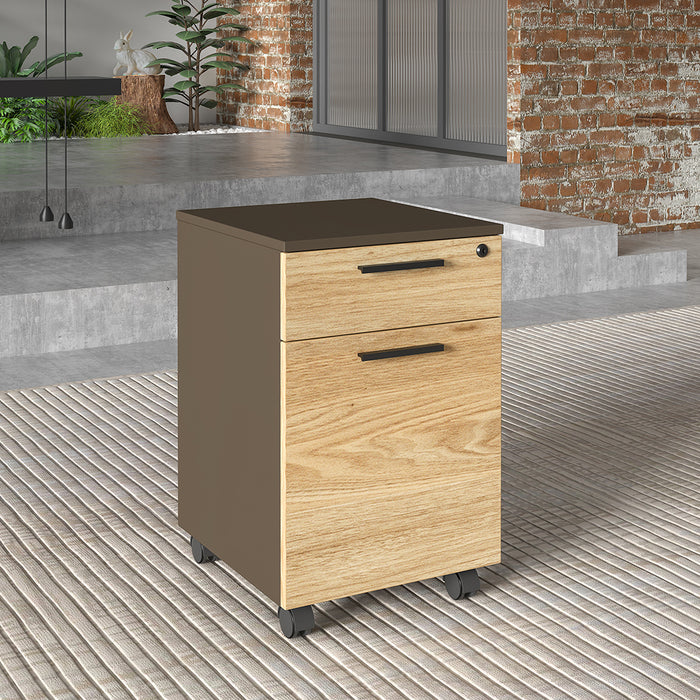 Ellis Mobile Pedestal Filing Cabinet Oak Grey