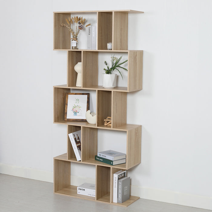 Kian 5 Tier Display Shelf Bookshelf Unit Oak