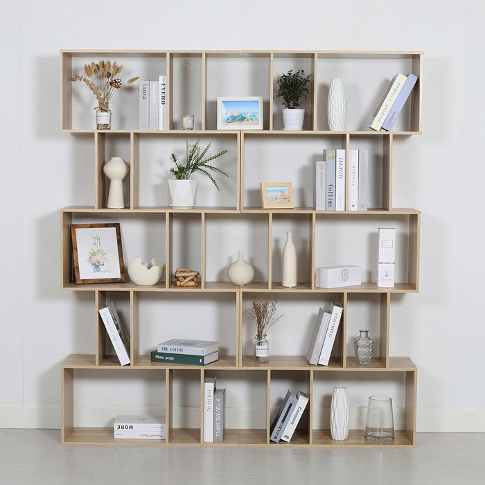 Kian 5 Tier Display Shelf Bookshelf Unit Oak