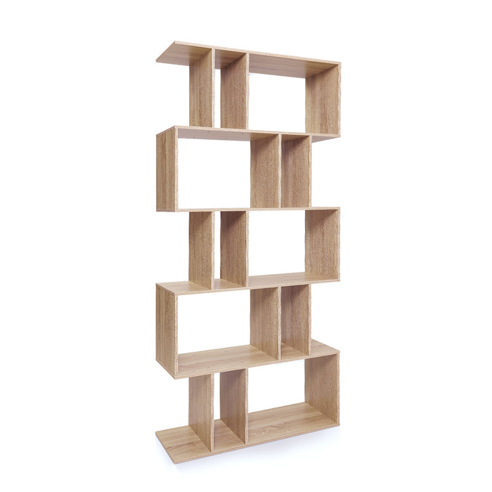 Kian 5 Tier Display Shelf Bookshelf Unit Oak