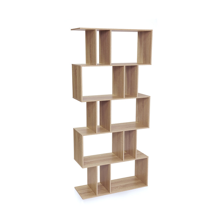 Kian 5 Tier Display Shelf Bookshelf Unit Oak