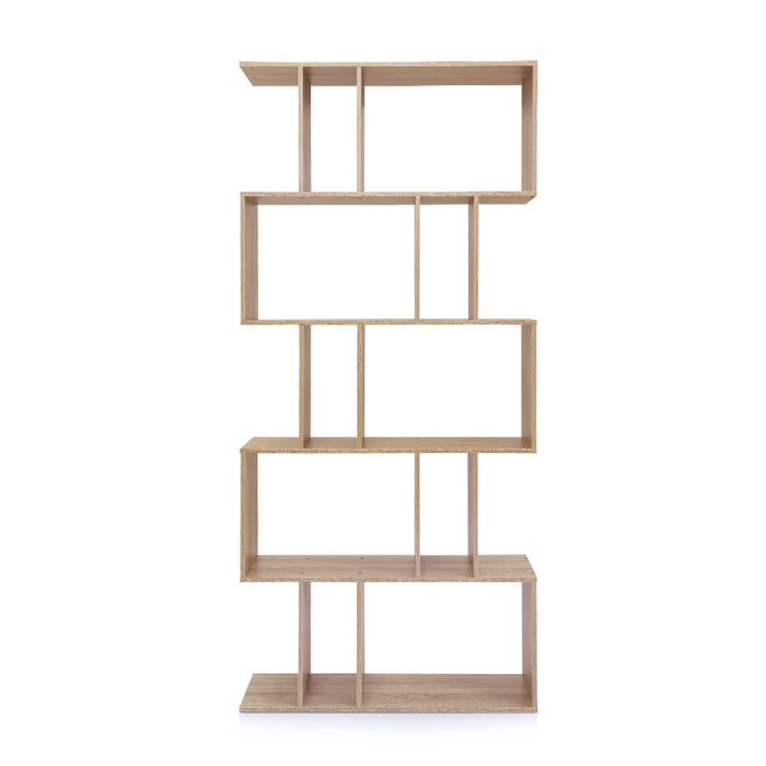 Kian 5 Tier Display Shelf Bookshelf Unit Oak