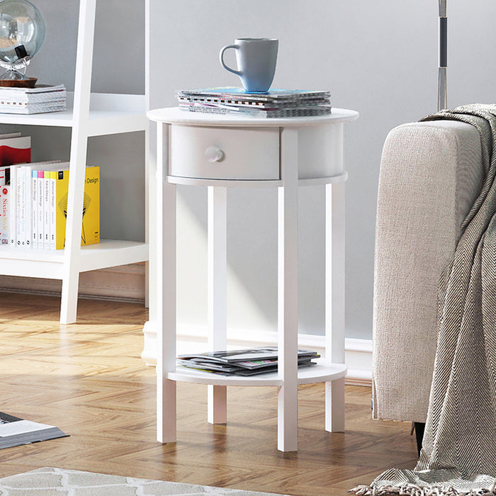 Franco Round Side Table White
