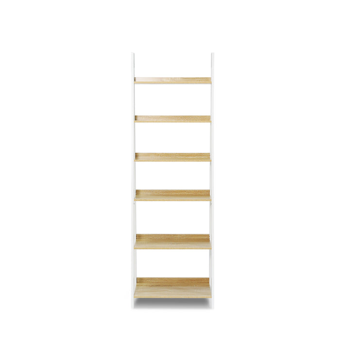 Chole 6 Tier Display Shelf Rack White & Oak