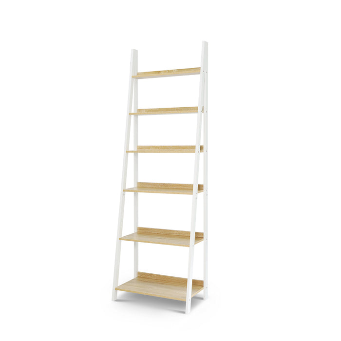 Chole 6 Tier Display Shelf Rack White & Oak
