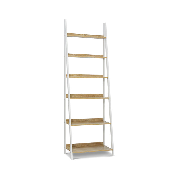 Chole 6 Tier Display Shelf Rack White & Oak