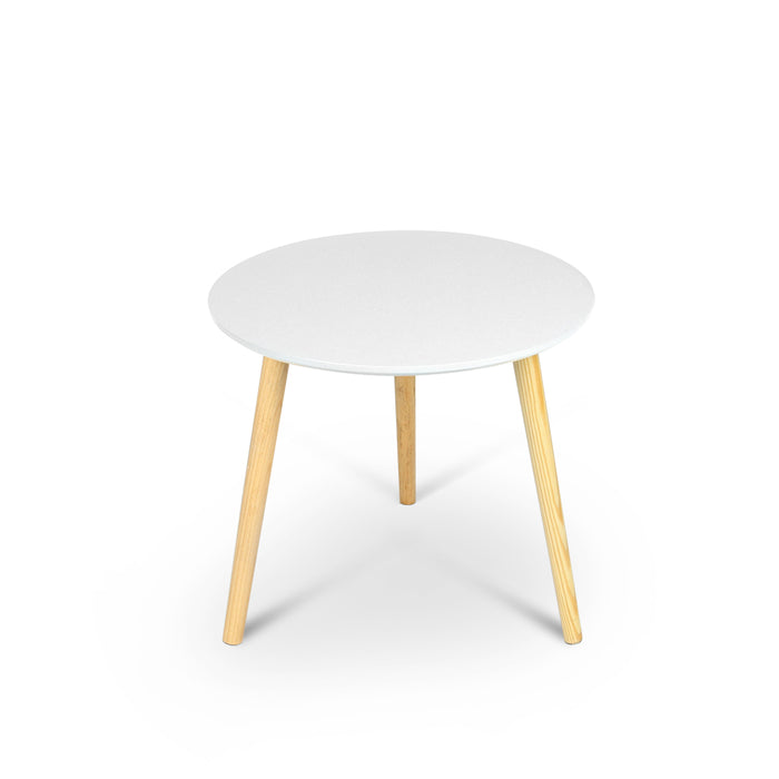Aura Round Wood Coffee Table White (50cm)