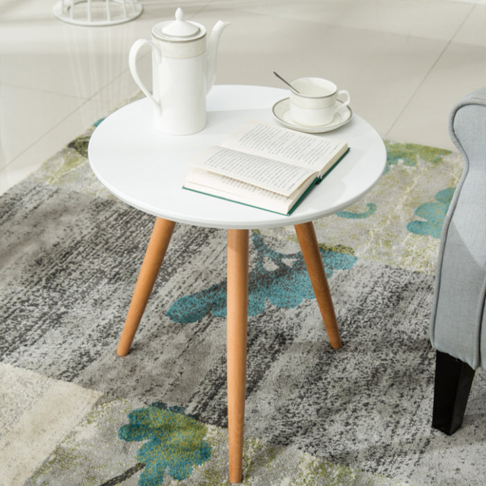 Aura Round Wood Coffee Table White (50cm)