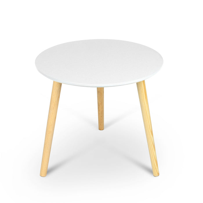 Aura Round Wood Coffee Table White (60cm)