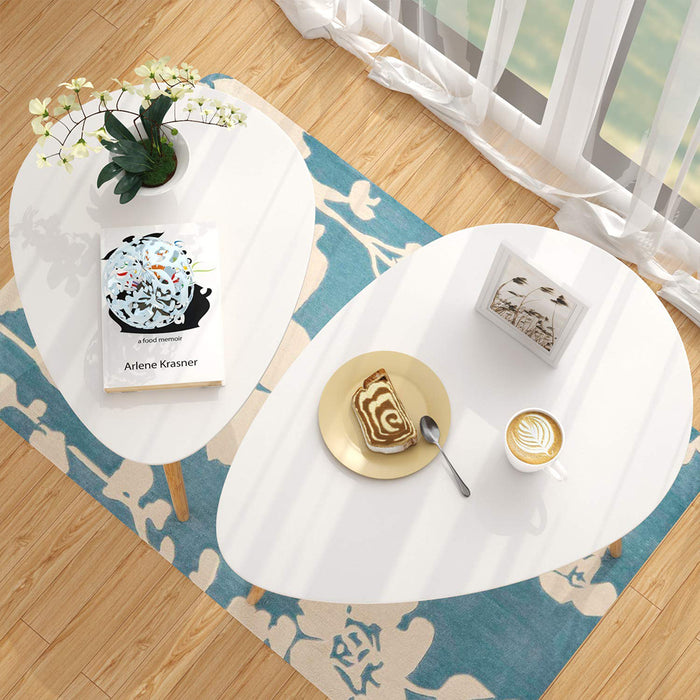 Aura Drop Wood Coffee Table White