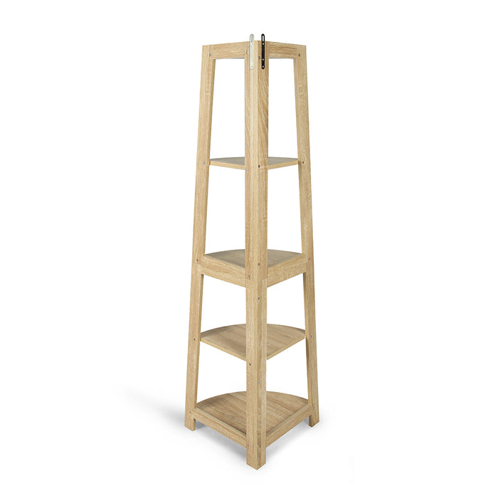 Hawaii 5 Tier Diplay Ladder Corner Shelf Rack Oak