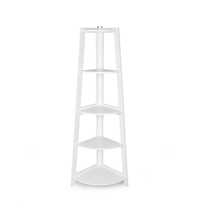 Hawaii 5 Tier Diplay Ladder Corner Shelf Rack White