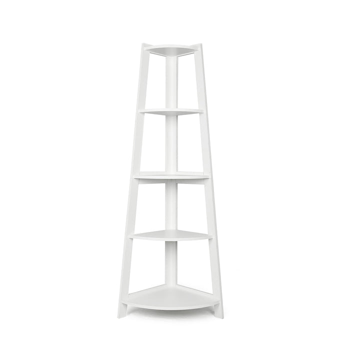 Hawaii 5 Tier Diplay Ladder Corner Shelf Rack White