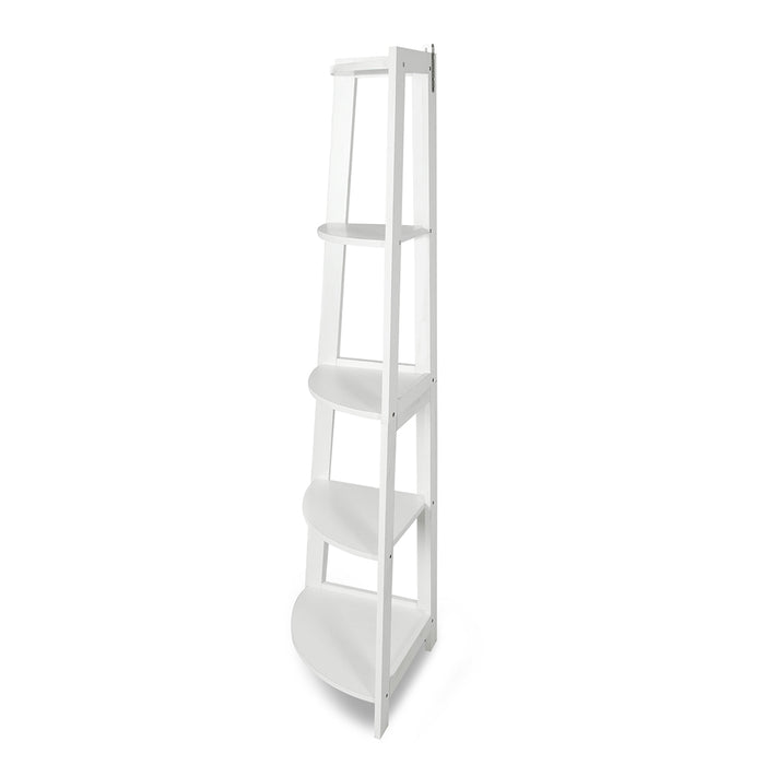 Hawaii 5 Tier Diplay Ladder Corner Shelf Rack White