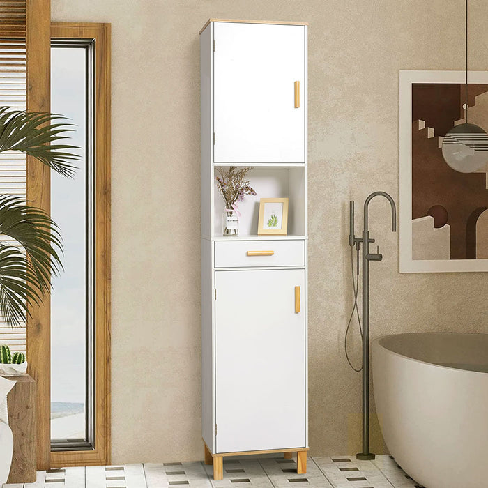 Maui Tall Bathrrom Storage Cabinet White