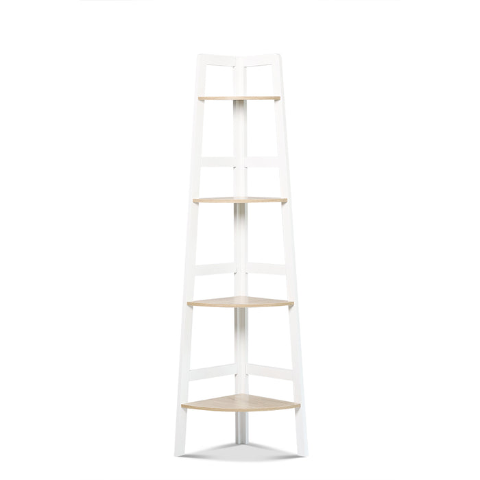 Hawaii 4 Tier Display Ladder Corner Shelf Rack White