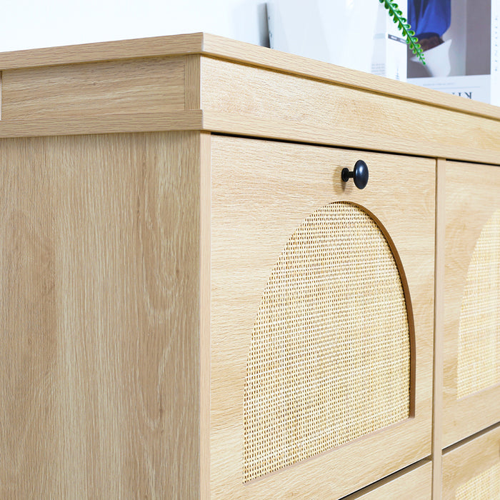 Westly Rattan Shoe Cabinet with 4 Doors Oak