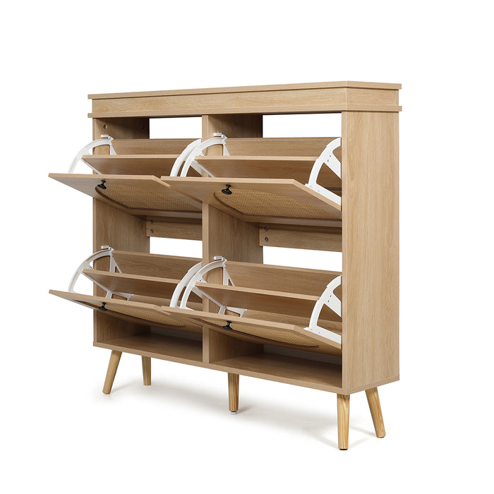 Westly Rattan Shoe Cabinet with 4 Doors Oak