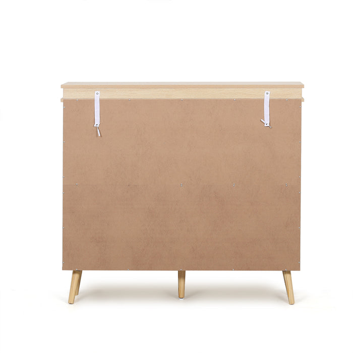 Westly Rattan Shoe Cabinet with 4 Doors Oak