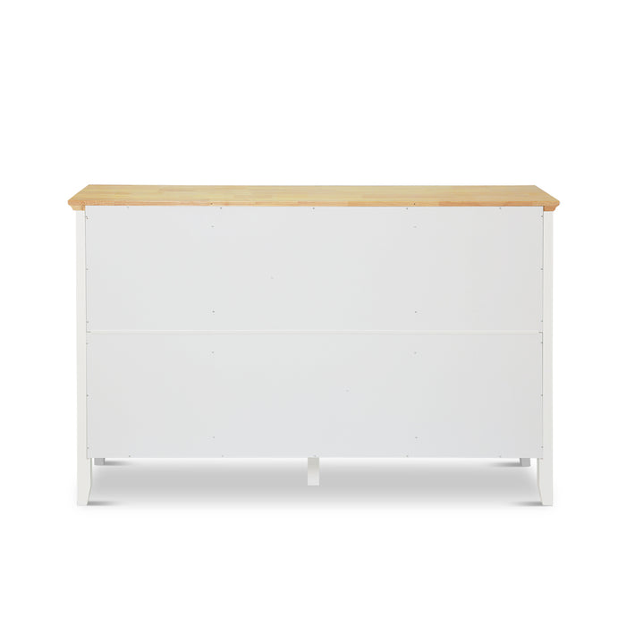 Madison 2 Door 6 Drawer Solid Wood Top Buffet Sideboard White