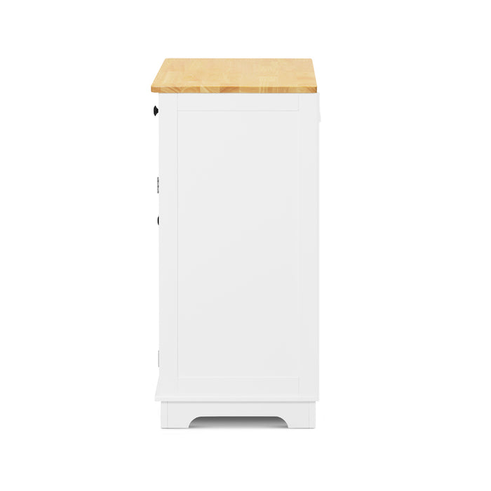 Elwood 2 Door 2 Drawer Solid Wood Top Storage Cabinet White