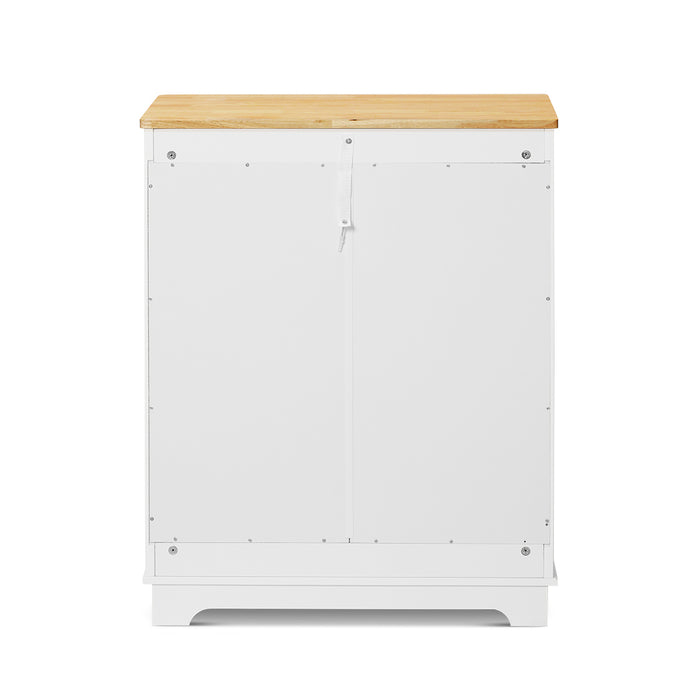 Elwood 2 Door 2 Drawer Solid Wood Top Storage Cabinet White