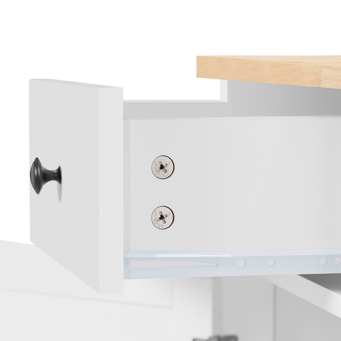 Elwood 2 Door 2 Drawer Solid Wood Top Storage Cabinet White