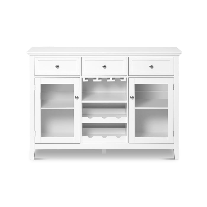 Mission 3 Drawer 2 Door Buffet Sideboard with Wine Rack White