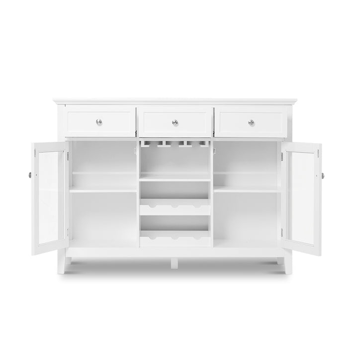 Mission 3 Drawer 2 Door Buffet Sideboard with Wine Rack White